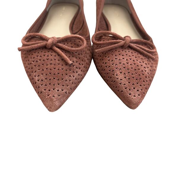 Ann Taylor Brown Suede Pointy Toe Ballet Flats Bow on Front Womens Size 9.5 - Picture 2 of 7